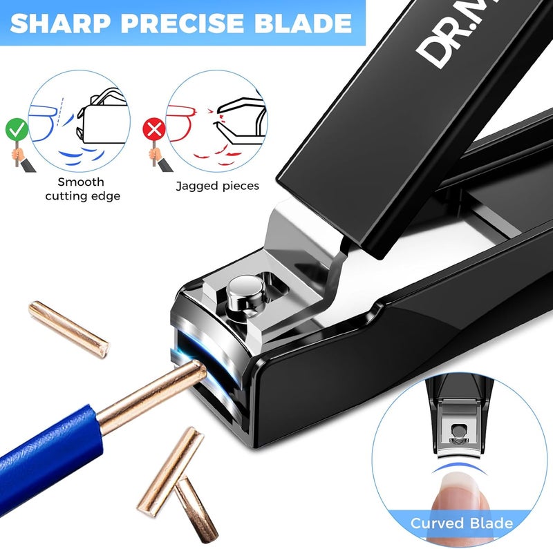 DRMODE Nail Clippers for Men with Catcher, Anti Splash Self-Collecting Finger Nail Clippers Adult with Ergonomics Long Handle, Heavy Duty Mess Free Toenail Clippers Nail Cutter Unique Gifts for Women - Image 4